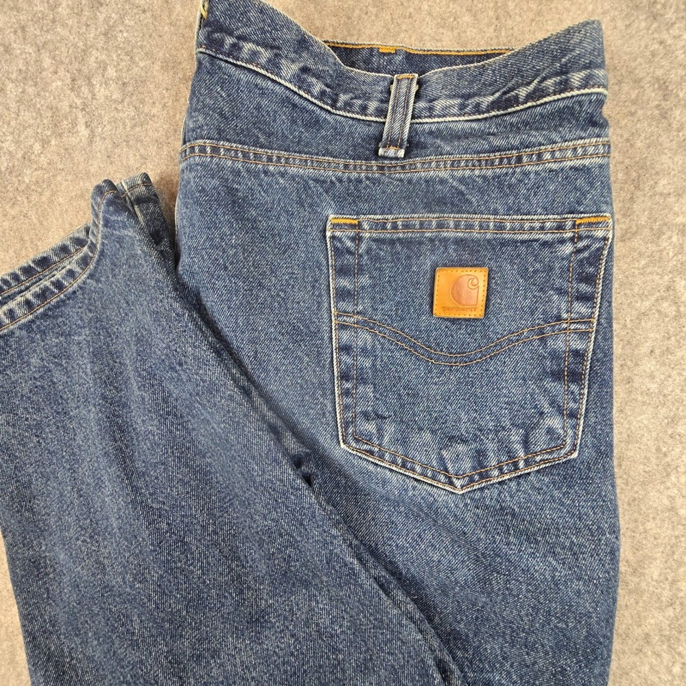 Carhartt B480 DVB Jeans Mens 42x30 Blue Straight Traditional Fit Workwear Denim